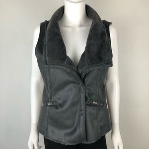 MAURICE’S Faux Suede/Fur Lined Vest Gray Small